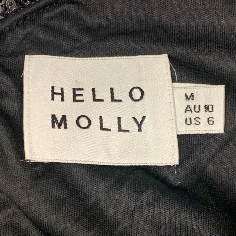 Hello Molly One Shoulder Sequin Black Mini Party Dress Bodycon Cocktail Size Med - Picture 4 of 12